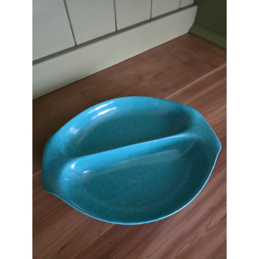 Vintage Divided Serving‎ Dish Revel Criddle Maruhon Japan Mid Century Teal Bowl